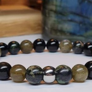 Bracelet Labradorite/ Jaspe Kambaba / Obsidienne