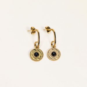 Paires de boucles d'oreilles Agate noire