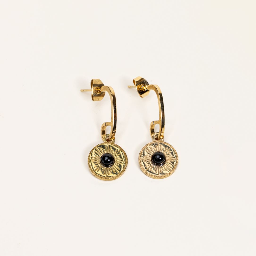 Paires de boucles d'oreilles Agate noire