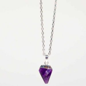 Pendentif Pointe en Améthyste argentée