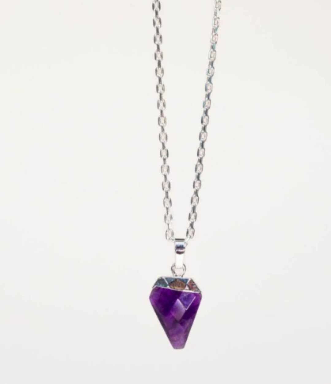 Pendentif Pointe en Améthyste argentée