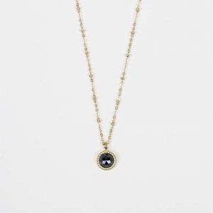 Pendentif Rond en Agate Noire