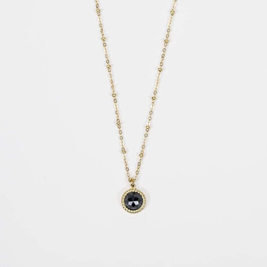 Pendentif Rond en Agate Noire