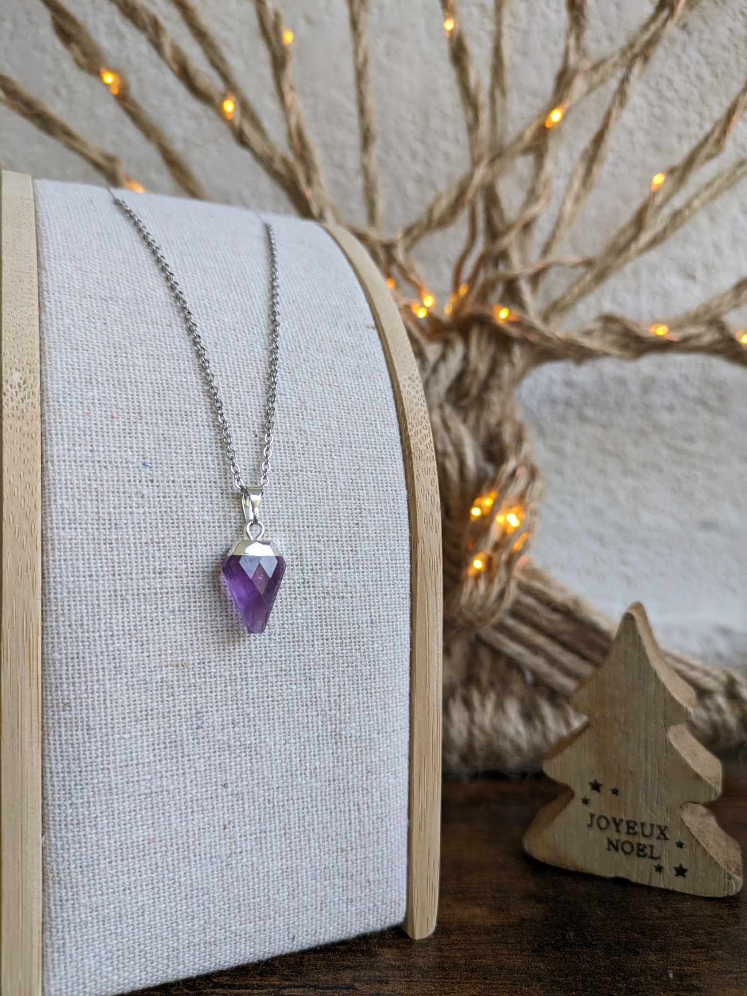 Pendentif Pointe en Améthyste argentée – Image 2