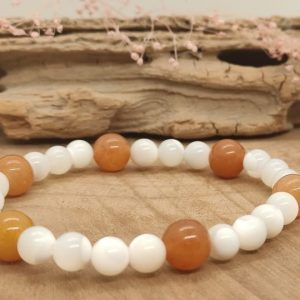 Bracelet Aventurine Orange , Nacre