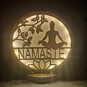 Lampe Bois Bouddha Namaste
