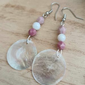 boucles d oreilles nacre rhodochrosite