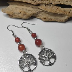 boucles d oreilles cornaline arbre de vie