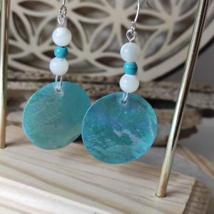 boucles d oreilles nacre turquoise