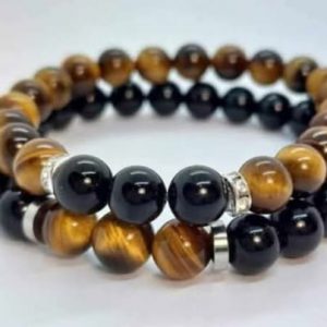 double protection oeil de tigre/ tourmaline noire