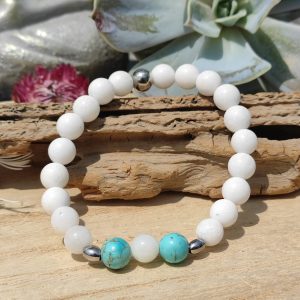 Bracelet LIA jade blanc-Turquoise