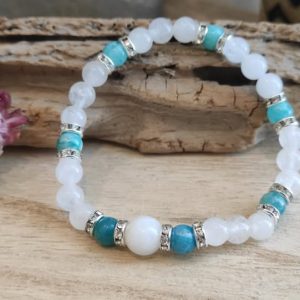 Bracelet lara Pierre de lune- jade-Hemimorphite
