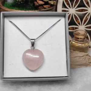 Pendentif Coeur Quartz Rose