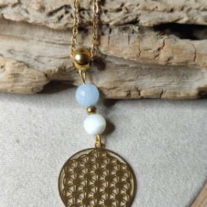 Pendentif NAIG aigue marine-nacre