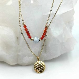 Pendentif Tiwaz - Cornaline, Howlite