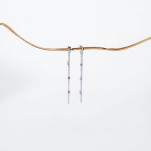 Boucles d'oreilles pendante Hélène - Améthyste extra