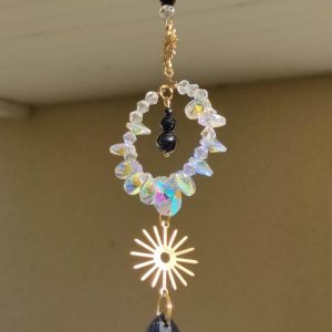suspension soleil tourmaline Cristal de roche