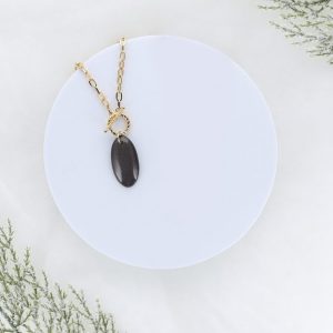 Pendentif Holly en obsidienne argenté
