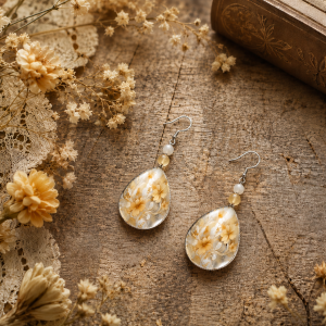 Boucles d’Oreilles Calcite Jaune- Pierre de Lune
