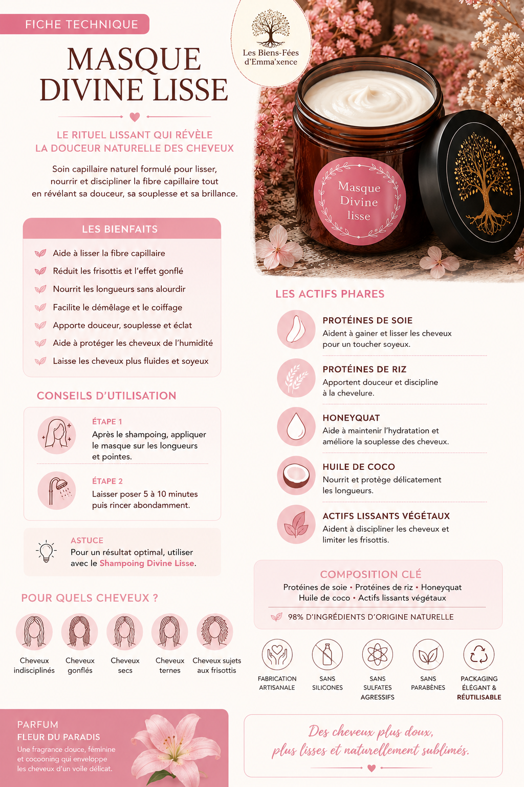 Masque Divine Lisse | Masque lissant naturel cheveux – Image 3