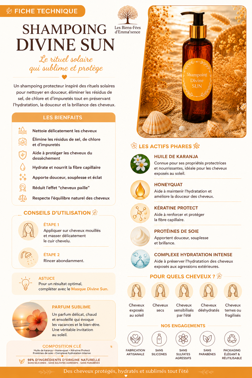 Shampoing Divine Sun | Protection solaire naturelle cheveux – Image 3